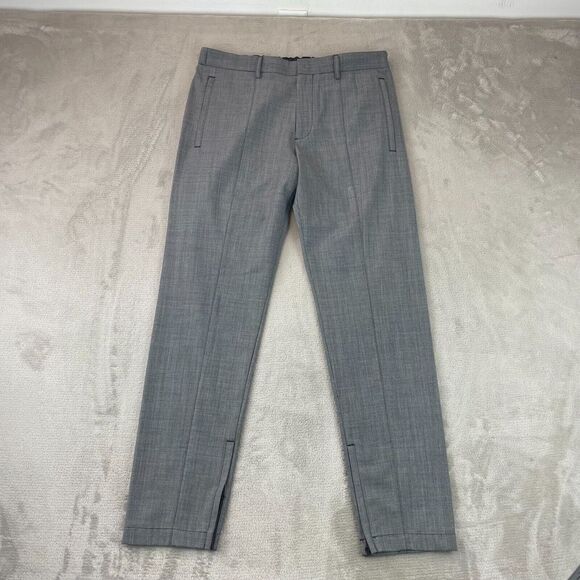 Theory Pants‎ Men 31x30 Gray Wool Blend Ace Illeston Ankle Zip Tapered Fit